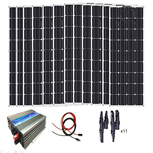 1200W Home Grid Tie Solar Kit 12pcs 100W Panel Solar Flexible de Alta eficiencia y 1000W Inversor de Corriente de Carga AC 110V 220V 230V