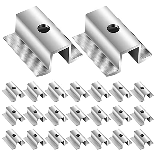 20 Piezas Paneles Solares Fotovoltaicos con Abrazadera Central de Aluminio Accesorios para Rieles de Montaje Fotovoltaicos para Autocaravana Barco Pared Caravana Yate