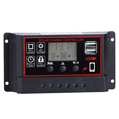 Belissy Controlador de Carga 20A 12V 24V Solar Intelligent Panel de batería Solar Regulador LCD Display Paremeter Ajustable