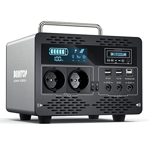 BENNTOP Estación de energía Solar portátil 327Wh, batería LiFePO4 Generador 500W AC/DC/USB/Tipo-C con bluetooth, LED para acampada, respaldo de emergencia el hogar, al aire libre fiesta…