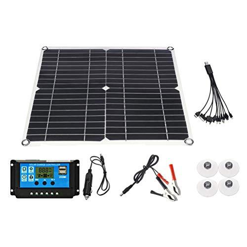 Cabilock 1 Unidades 20W Panel de Panel de células solares de silicio cristalino Panel de batería Solar con Controlador de Panel de células solares 30A para Exteriores (Negro)