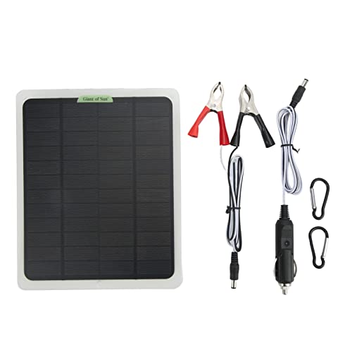 Cargador de Batería para Automóvil con Panel Solar, Kit de Cargador de Batería Solar Portátil 12V 20W Mantenedor de Batería de Salida USB Dual Monocristalino para RV Car Boat