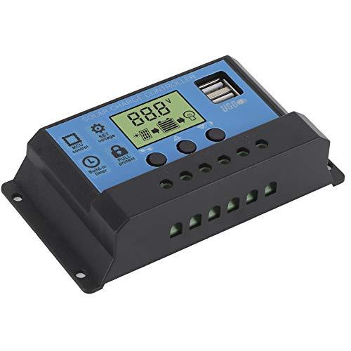Controlador de carga de panel solar, Regulador de salida USB dual Controlador de carga solar, Regulador de panel solar para automotriz, industrial, doméstico, comercial,(C(30A))