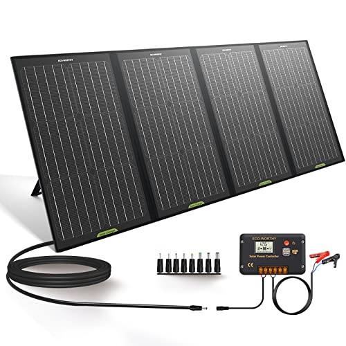 ECO-WORTHY Kit de Panel Solar Portátil Plegable de 120W para Estación de Energía, RV, Batería, Salida de CC del Generador Solar con Controlador 20A
