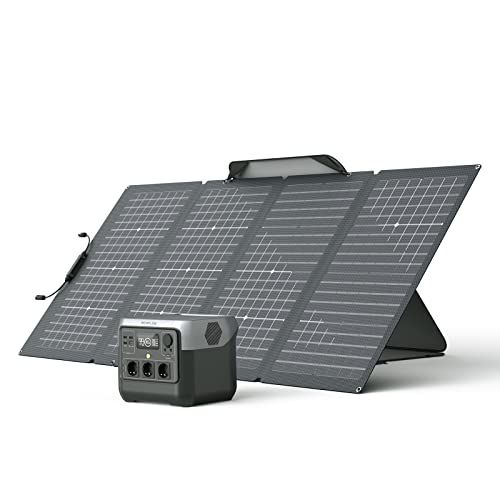 ECOFLOW Generador solar RIVER 2 Pro con panel solar 220 W, batería LiFePO4 de 768 Wh, 3 tomas CA de 300 W (máx 1600 W), estación de energía portátil de reserva para el hogar/exteriores/autocaravanas