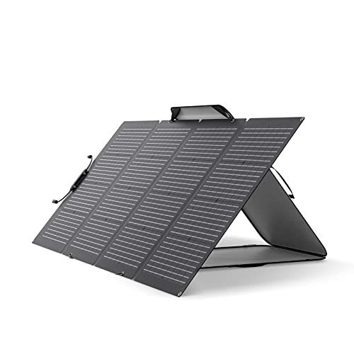 ECOFLOW Panel Solar Portátil 220W, Cargador Solar Plegable Fijable a Soporte Ajustable, Resistencia al Agua IP67 para Acampadas al Aire Libre, Interiores, Autocaravanas