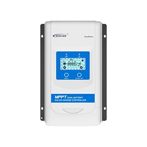 EPEVER® MPPT Regulador de carga solar DuoRacer 10A, 20A, 30A; 12/24V trabajo automático, para 2 baterías, PV 60V-100V (DR3210N – 30A, 100V)