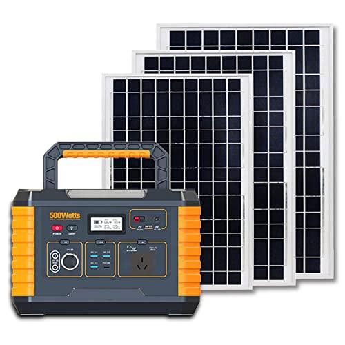 Estación de energía portátil de 500 W, generadores para Exteriores con Panel Solar de 120 W, generador inversor con Salida de CA de CC para Uso doméstico Camping RV Travel Emergency