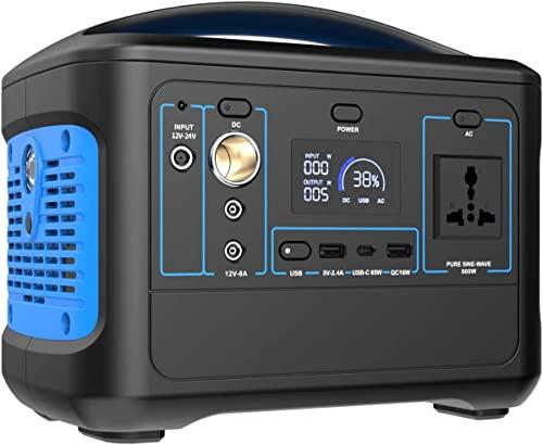 Estación de energía portátil de 600W, generador solar de 150000 mAh/540Wh con salidas de CA 230 V/600W/CC/USB/PD65W, fuente de alimentación de emergencia para acampar al aire libre, viajes, apagón