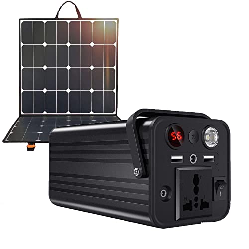 FMHCTB Estación de energía portátil de 180 W con Panel Solar de 30 W Generador Solar Suministro de Respaldo de 251 WH Generador al Aire Libre para emergencias de Viajes de Campamento
