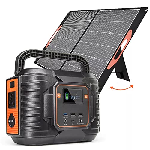 FMHCTB Estación de energía portátil, generador de energía Solar Generador portátil 300w con Panel Solar de 60w 110v AC, Onda sinusoidal Pura, Camping, Pesca, Viajes, 72000mah/266wh