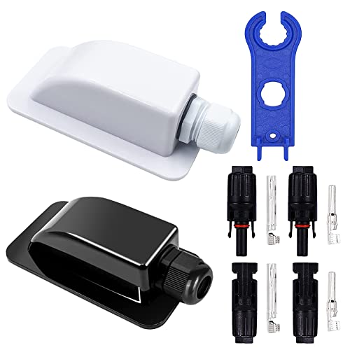 HUAZIZ 2 Piezas Prensa de Entrada de Cable Impermeable(1 Pcs Negro + 1Pcs Blanco), ABS IP68 Glándula de Entrada de Cable Solar Único para Cables 3-12 mm, para Paneles Solares de RV, Caravana