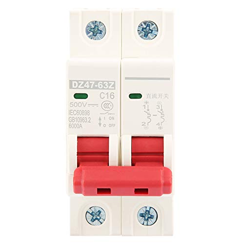 Interruptor de Circuito Fotovoltaico 2P DC 500V 16A MCB DZ47-63Z-2P Para Energía Solar, Sistema de Generación de Energía Pequeña Disyuntor DC, Magnetotermico DC Solar Magnetotermico Continua
