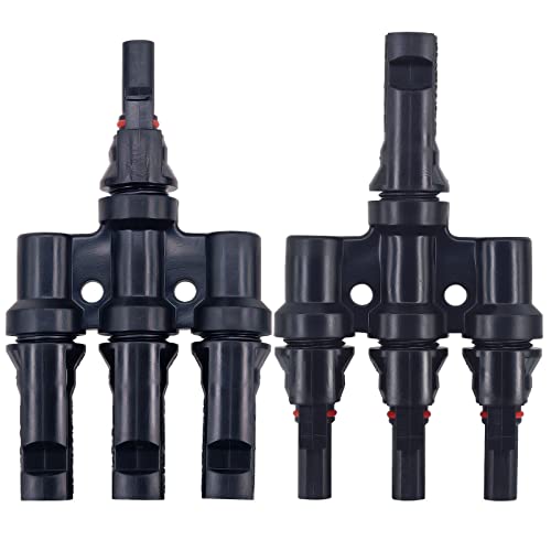 Leehitech Conector Solar Profesional Solar Panel Cable Conector, Fotovoltaico Cable Conector, T Tipo 1-3 Branch Solar Conector (M/FFF + F/MMM), a Prueba de Polvo y Duradero 1 par