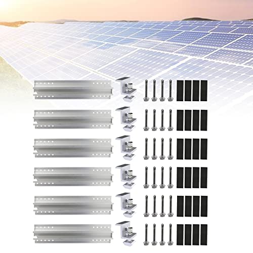 NEYOMID Soportes De Montaje De Paneles Solares,DiseñO De Orificio De Tornillo,Abrazaderas De Montaje De Panel Solar De Aluminio,Juego De Montaje De Riel De Montaje Fotovoltaico De Hoja Trapezoidal