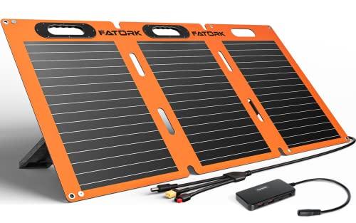 Paneles solares, FATORK Kit de panel solar portátil de 100 W con soporte ajustable, perfecto para acampar al aire libre, furgoneta, RV, pesca, senderismo y otras aplicaciones fuera de la red
