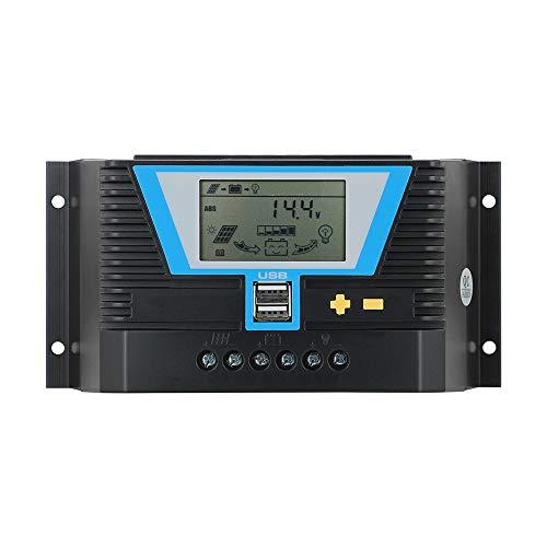Regulador de carga solar de 30 A, 12 V, 24 V, 36 V, 48 V, con pantalla LCD, compatible con batería de litio