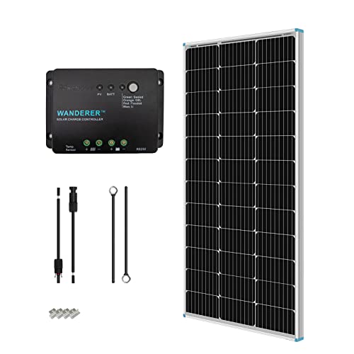 RENOGY 12 voltios 100 vatios Kits solares: 100W módulo de Panel Solar fotovoltaico PV + Cable Solar + 30A Controlador Solar + Z Soportes