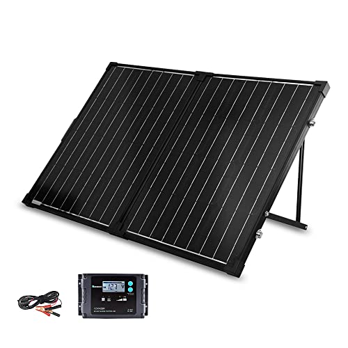 Renogy Kit Panel Solar portátil 100W 12V con Panel Solar Plegable y Regulador PWM 20A para Batería, Kit Solar Portátil Ideal para Caravanas, Barcos, Campings