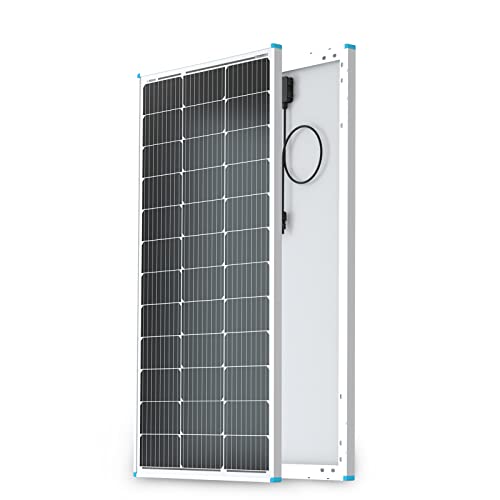 Renogy Placa Solar 12V 100W, Panel Solar Monocristalino, Panel Solar 100W de Alta Eficiencia, Ideal Para Furgoneta, Autocaravana, Casa, Camping, Sistema Fotovoltaico Fuera de La Red