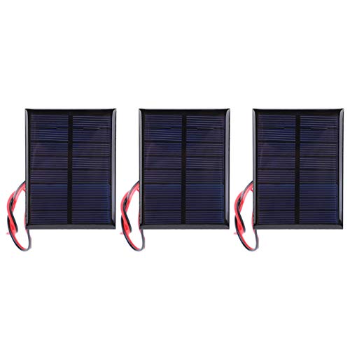 Risegun Módulo de Panel Solar, 4V 0.6W Cargador Solar 3 Piezas Mini Panel Solar de energía portátil Cargador de batería Panel Solar Módulo de Placa de celda de epoxi con Cable de 30 cm