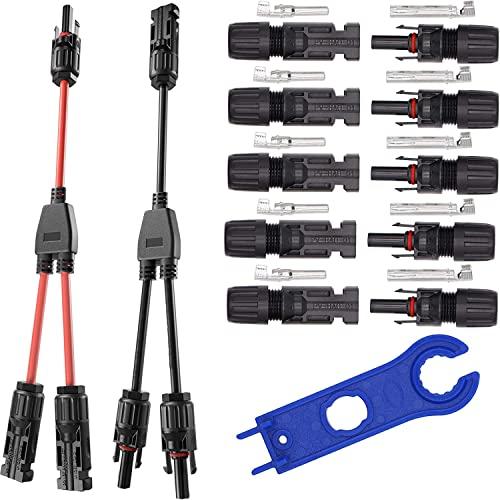 RUNCCI-YUN 1 Par Conector paralelo de rama Y Conectores Cable solar fotovoltaico MMF/FFM Adaptador de rama solar+5 par Conector de cable de panel solar Impermeable