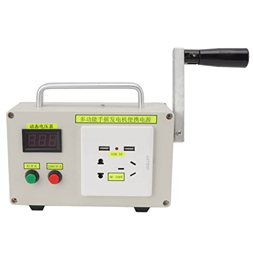 TOPINCN Generador de Manivela Manual, Pequeño Generador Profesional Portátil Eficiente para Camping, Generador Doméstico de 220V