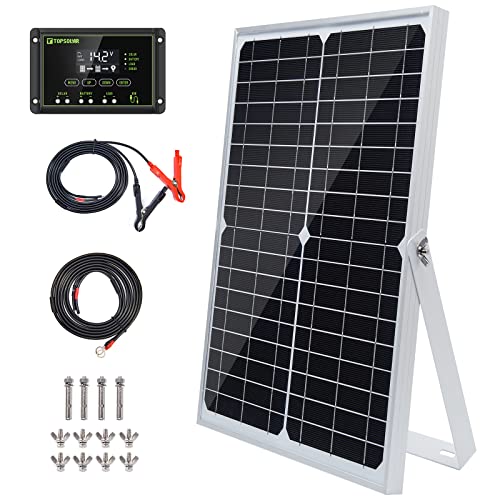TP-solar Kit de panel solar de 30 W y 12 V, cargador de batería, controlador de carga solar a prueba de agua de 10 A, soporte de bastidor inclinable de montaje ajustable para coche