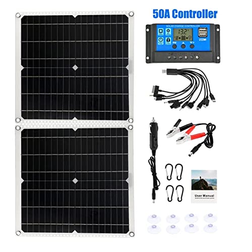 WANGXIAOLI Panel Solar Flexible 100W 1 0a / 30a Módulo de Controlador Solar for teléfonos móviles Home Roof Vans Camping 1 2V 18V Bateria Solar (Color : with 50A Controllter)