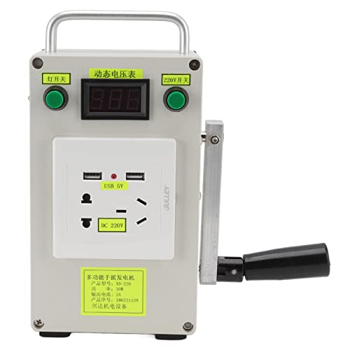 Acouto Estación de Energía Portátil, 220V 12V 5V 20W Generador de Manivela con Luz de Emergencia Batería de Litio de Respaldo con Salida para Exteriores Camping Viajes Caza Emergencia