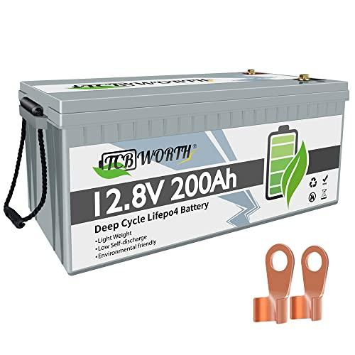 Batería de 12V 200AH ​​LiFePO4 Grado A Celdas con ciclo profundo BMS más de 10000 veces, adecuado para solar, RV, remolque, motor de arrastre, barco, serie de soporte y paralelo