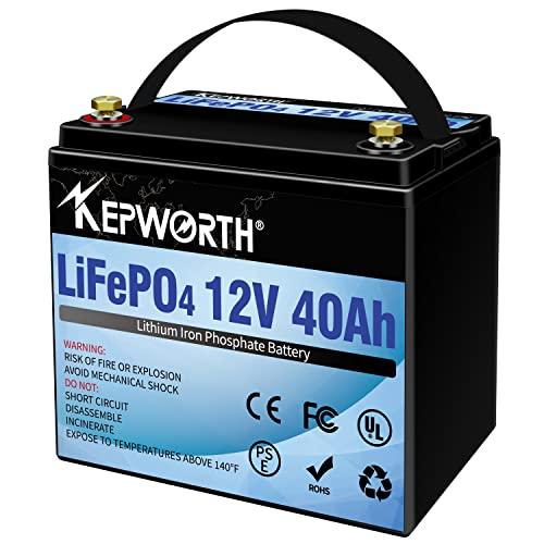Batería de 12V 40AH ​​LiFePO4 Grado A Celdas con ciclo profundo BMS más de 10000 veces, adecuado para solar, RV, remolque, motor de arrastre, barco, serie de soporte y paralelo
