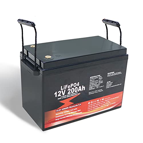 Batería de fosfato de Hierro y Litio 12V LiFePO4 Batería 200AH Paquete de batería de Iones de Litio para RV, Solar, Coche eléctrico, Marina, Almacenamiento de energía en el hogar,200ah
