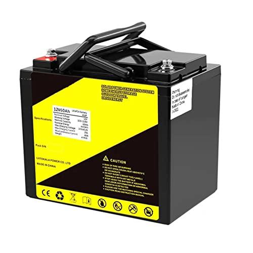 Batería de fosfato de Hierro y Litio 12V LiFePO4 Batería 60Ah Paquete batería de Iones de Litio 4000 ciclos para RV, Solar, automóvil eléctrico, Carrito de Golf, energía doméstica,60ah