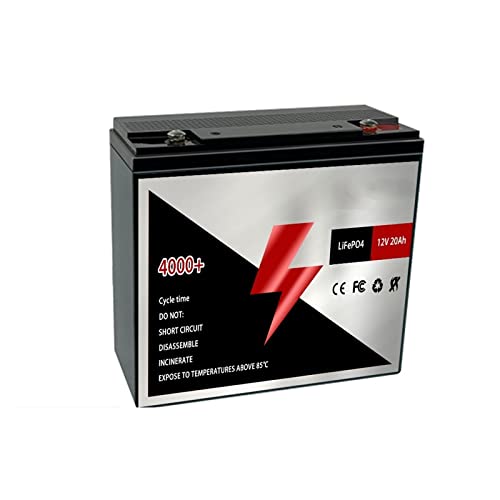 Batería Lifepo4 Batería Recargable de Ciclo Profundo LiFePO4 de Litio de 12V 20Ah 4000+ BMS Incorporado de por Vida for Aplicaciones Fuera de la Red Marina Solar RV