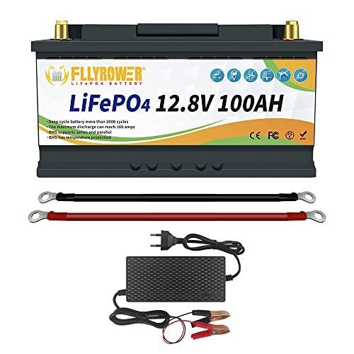 Batería LifePo4 de 12V 100Ah con BMS para pesca por curricán Motor solar RV Electrodomésticos marinos Carrito de golf Reserva de energía Fuente de alimentación Incluye cargador de 7A