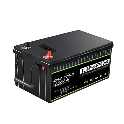 Batería Lifepo4 Paquete de batería Lifepo4 de 48v y 70 Ah, baterías de Hierro y Litio, BMS Integrado for Bote, Carrito de Golf, Dispositivos de Seguridad for Acampar
