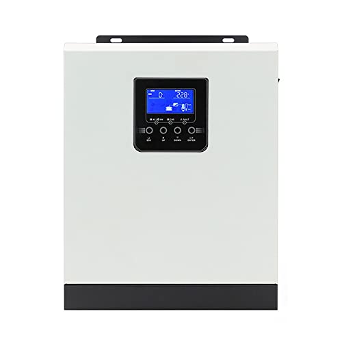 Benkeg 3000VA 2400W Inversor solar Inversor solar de onda sinusoidal pura para el sistema solar doméstico PWM 50A Controlador de recarga solar Reinicio automático Protecciones de cortocircuito de sobr