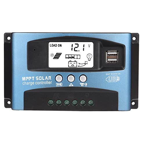 Controlador de carga solar MPPT, 12V/24V Regulador de panel solar de seguimiento de enfoque automático Controlador de carga de puerto USB dual Controlador de carga solar(100A)