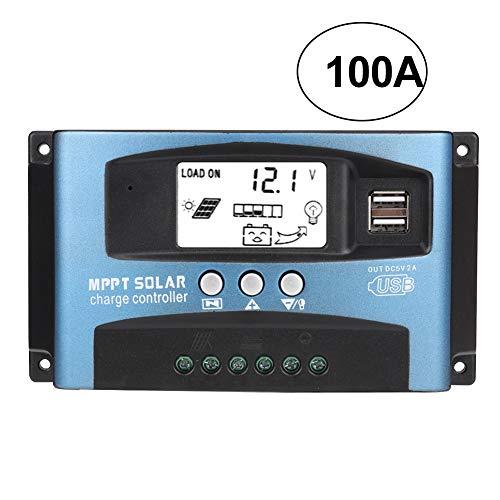 Controlador de carga solar - MPPT 40/50/60/100A Controlador de carga solar Pantalla LCD USB dual Grado industrial 12V 24V(100A)