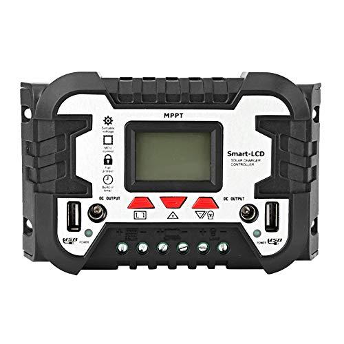 Controlador de carga solar MPPT, controlador de cargador solar 30A/50A/80A MPPT Pantalla LCD USB dual 2.4A 12V24V IP32 Regulador inteligente de batería de panel solar a prueba de agua(30A)