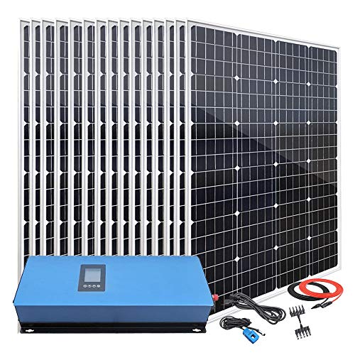 DACURYSSO 1800 W Home Grid Tie Kit Solar On Grid System: 15 paneles solares monocristalinos de 120 W + 2000 W MPPT inversor de energía