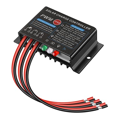 DIFCUL 12 V/24 V Controlador de carga del regulador del panel solar de 20 A PWM impermeable IP68