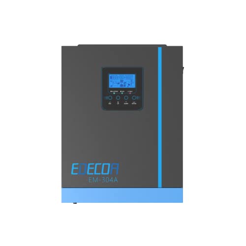 EDECOA Inversor Hibrido 48v a 220v 230v 3KVA/3000W Cargador Solar MPPT 40A Onda Pura 3000w (Off-Grid) con Cargador de Batería, prioridad de Red, Regulador de Carga Solar