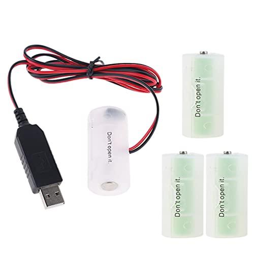 Eliminador de baterías, LR14 C, fuente de alimentación USB, reemplaza 1 a 4 pilas de 1,5 V C, para lámparas LED, juguetes dispositivos electrónicos (4 C)