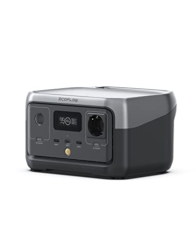 Estación de energía portátil ECOFLOW RIVER 2, batería LiFeP04 de 256 Wh/carga rápida en 1 hora, hasta 600 W de potencia, generador solar para acampadas al aire libre/caravanas/uso doméstico