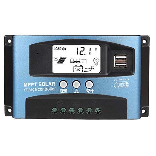 Fydun MTTP Controlador de Carga Solar Panel Cargador de batería Inteligente regulador con Pantalla LCD y Doble Puerto USB para el hogar Industria(60A)