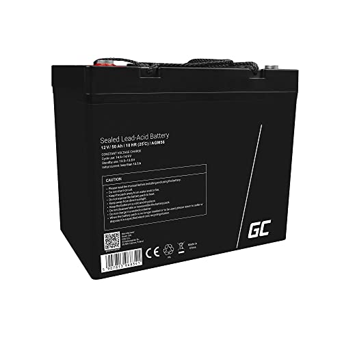 Green Cell Batería Plomo AGM VRLA 50Ah 12V Sin Mantenimiento para Solar, Médicos, SAI, UPS, Comunicación, Emergencia. Alarmas Hogar, Juguetes Eléctricos, Caravana, Camper