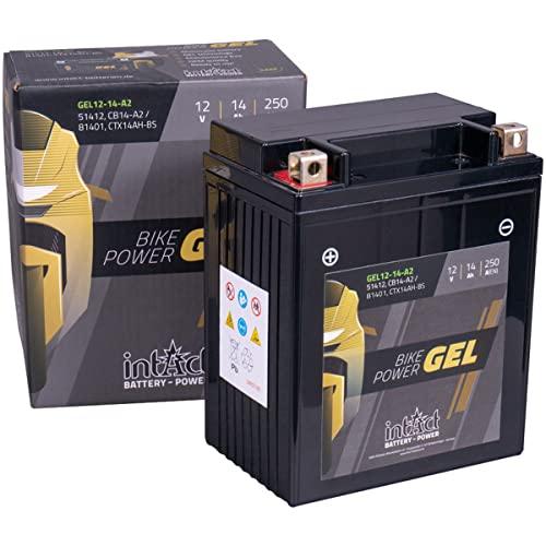 intAct - Bike-Power GEL12-14-A2, CB14-A2, 51412, Batería de Moto 12V 14 Ah, 250 A (EN), Batería de Moto de Gel sin Mantenimiento con un 30% más de Potencia de Arranque, para Scooters, Motos, quads