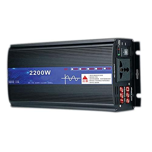 Inversor de energía de Onda sinusoidal Pura 2200W 3000W 4000W 5000W DC 12V / 24V / 48V a 220V AC Convertidor de Coche con Enchufe Universal, para Exterior/hogar/camión de caravanas (2200